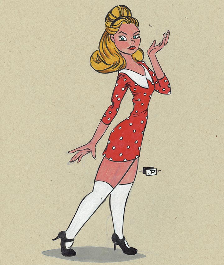 Dotted Blonde - Gallery of Sketchbook Sketches, Illustrations, Drawings, Digital Illustrations - Drawing on Toned Paper - by Joseph Pedroza | JosephPedroza.Com