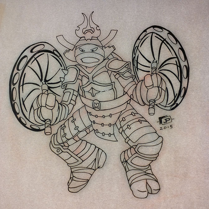 Michaelangelo Inked LIne Work - JosephPedroza-pt2-005 - Samurai TMNT by Joseph Pedroza | JosephPedroza.Com