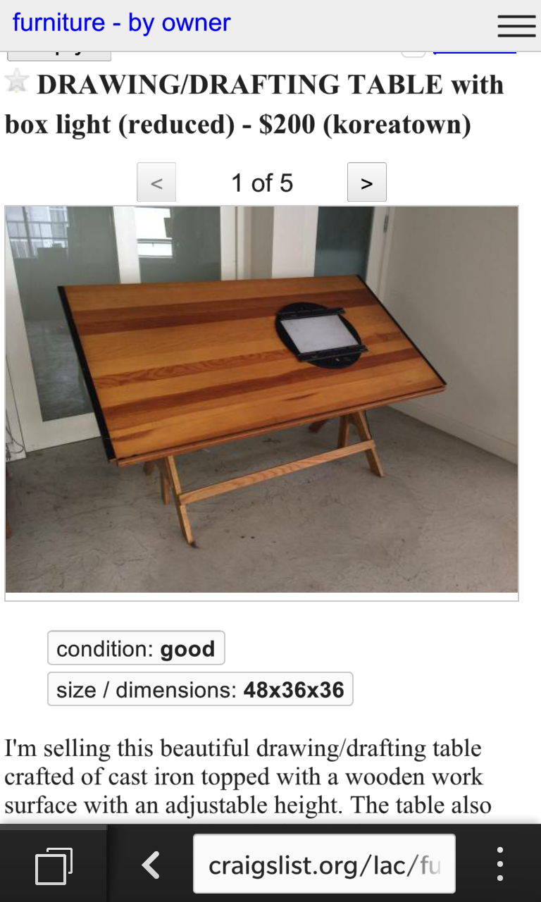 Mid-Century Anco Bilt Drafting Table - Craigslist Post - Joseph jojo Pedroza - JosephPedroza.Com