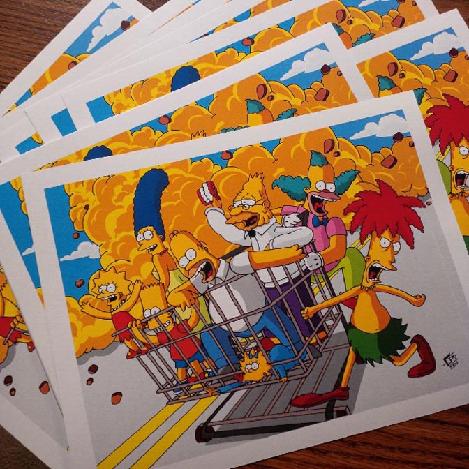 Welcome To Springfield | The Simpsons Tribute Art Show by Joseph Pedroza - #rosecitypizza-Print