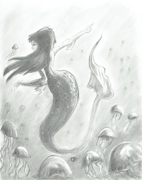 Mermaid Sketch - Jelly's - Gallery of Sketchbook Sketches, Illustrations, Drawings, Digital Illustrations - by Joseph Pedroza | JosephPedroza.Com