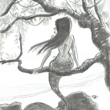 Mermaid Sketch - On An Island - Gallery of Sketchbook Sketches, Illustrations, Drawings, Digital Illustrations - by Joseph Pedroza | JosephPedroza.Com