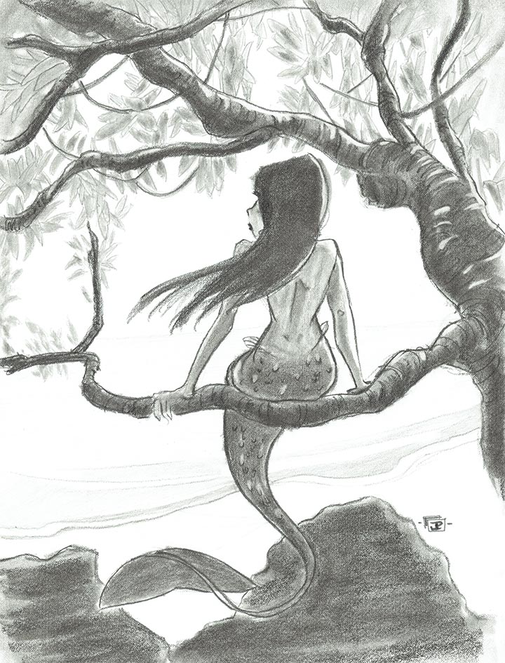 MerMay 2018 Sketches and Prints -  On An Island- by Joseph Pedroza | JosephPedroza.Com