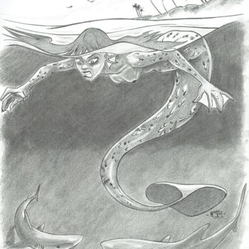 Mermaid Sketch - Sharks - Gallery of Sketchbook Sketches, Illustrations, Drawings, Digital Illustrations - by Joseph Pedroza | JosephPedroza.Com