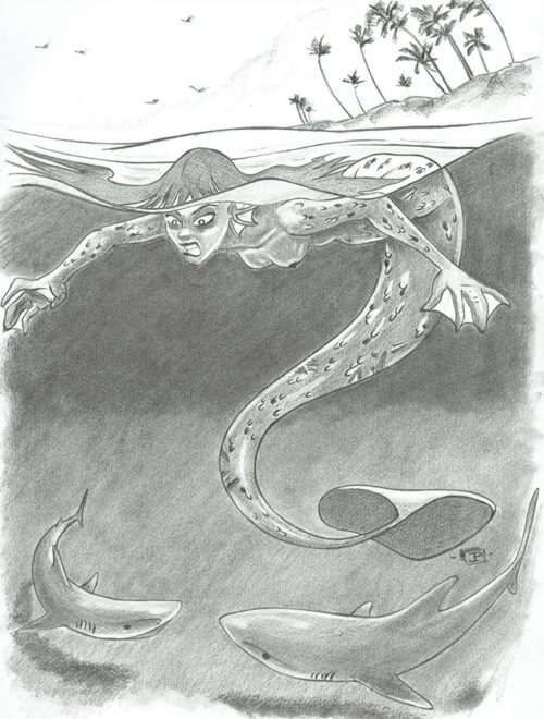 Mermaid Sketch - Sharks - Gallery of Sketchbook Sketches, Illustrations, Drawings, Digital Illustrations - by Joseph Pedroza | JosephPedroza.Com