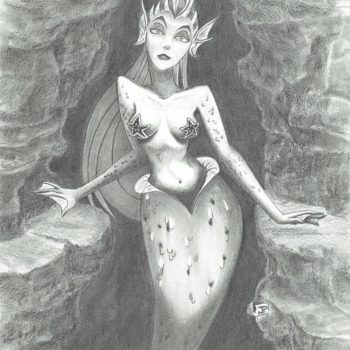 Mermaid Sketch - Starfish - Gallery of Sketchbook Sketches, Illustrations, Drawings, Digital Illustrations - by Joseph Pedroza | JosephPedroza.Com