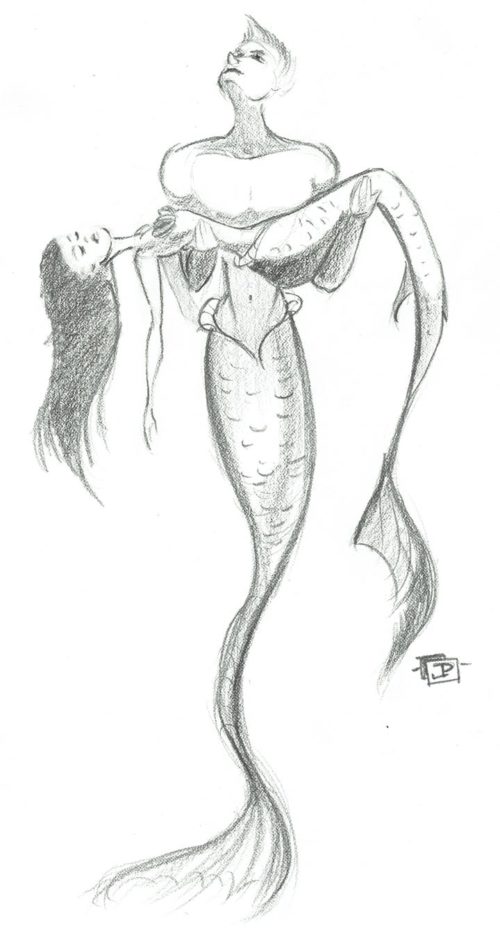 Mermaid Sketch - Swimming To The Top - Gallery of Sketchbook Sketches, Illustrations, Drawings, Digital Illustrations - by Joseph Pedroza | JosephPedroza.Com