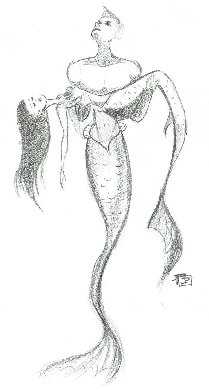 MerMay 2018 Sketches and Prints -  Swimming To The Top - by Joseph Pedroza | JosephPedroza.Com